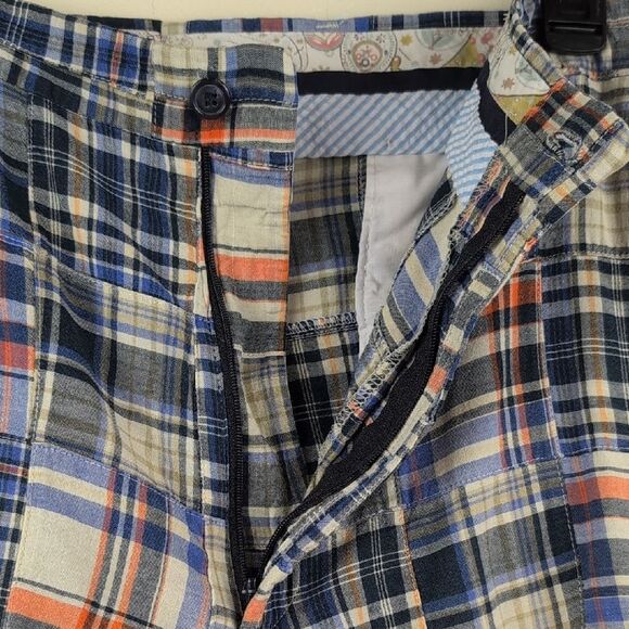 Berle Cotton Madras Plaid Multicolor Patchwork Men's Shorts Size 36 80's Preppy - Picture 3 of 13